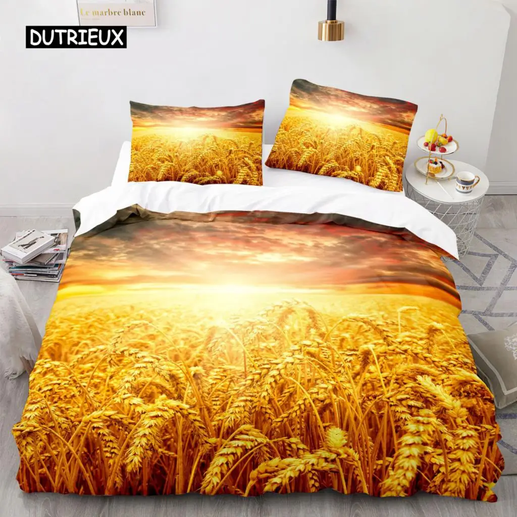 

Golden Wheat Field Duvet Cover Set Microfiber Wheat Harvest Themed Quilt Cover For Adult Twin King Size Nordic Style Bedding Set