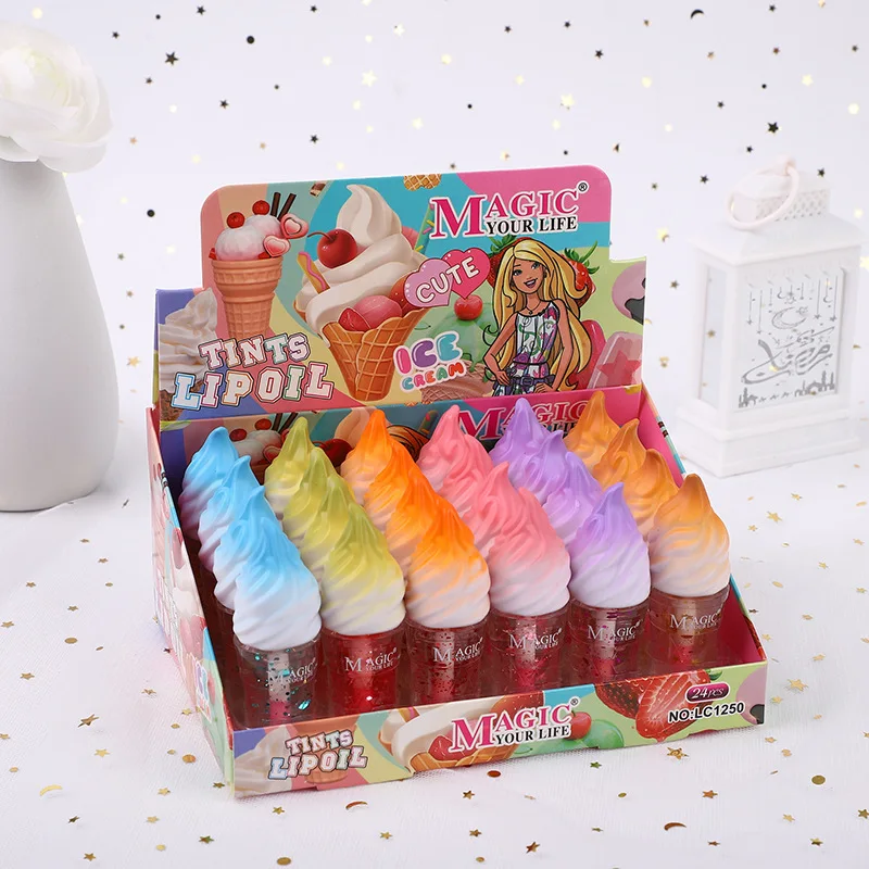 リップグロス 4色セット アイスクリームコーン型セット売り