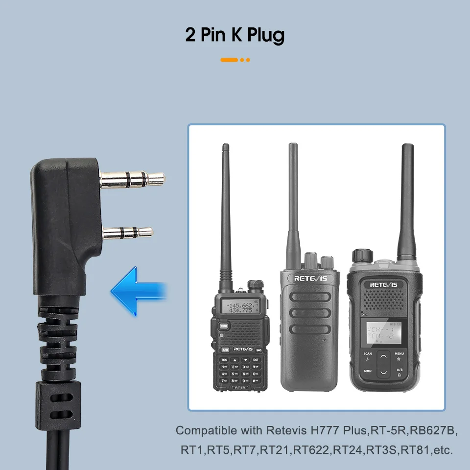 Retevis ETK007 Throat Mic Walkie-Talkie Headset Finger PTT For Kenwood Baofeng UV 5R UV 82 RB618 RT622 Two-way Radio Earpiece