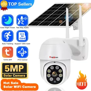 Solar Camera WIFI Outdoor 5MP HD Wireless Security CCTV Waterproof Night Vision PIR Human Detect PTZ with Solar Panel Tuya APP