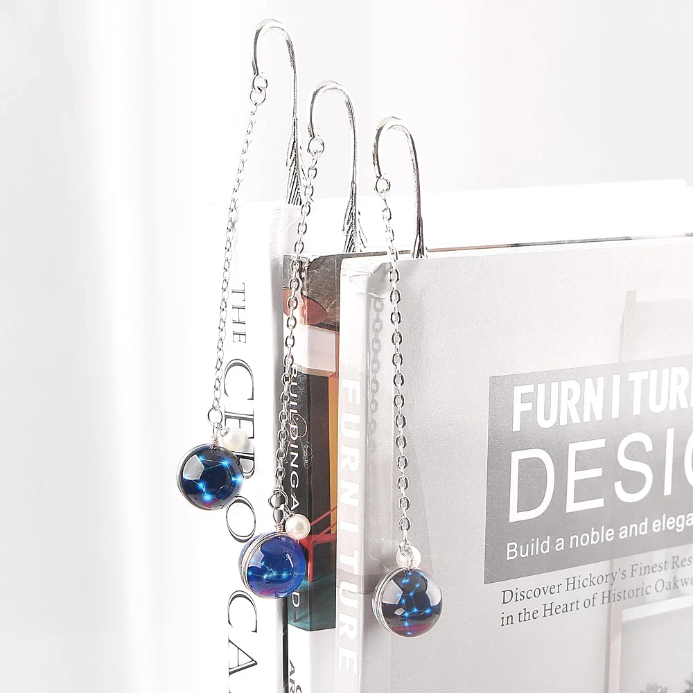 Stationery Luminous Reading Metal Book mark Feather Bookmark Bookmark Pendant 12 Constellation Noctilucent