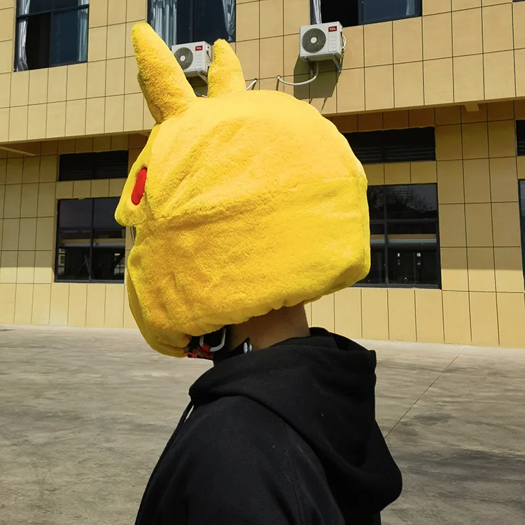 Pokemon Pikachu Stitch Helmet Cover Suitable For Motorbike Full Face Helmet Modular Helmet Plush Protective Cover Decoration 2