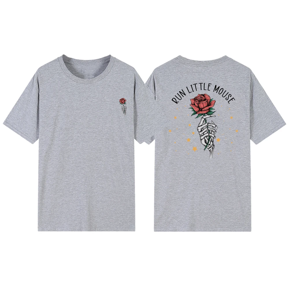 Run Little Mouse T-Shirt Haunting Adeline Tshirt Dark Romance Merch Women's Book Lover Gift Short Sleeve Rose Skeleton T Shirt 5