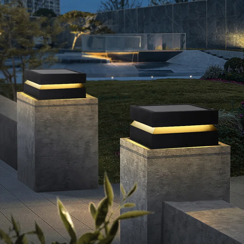 Outdoor Solar Waterproof IP65 LED Lawn Light Modern Courtyard Street Lamp For Pillar Chapiter Fence Door Post Villa Lighting