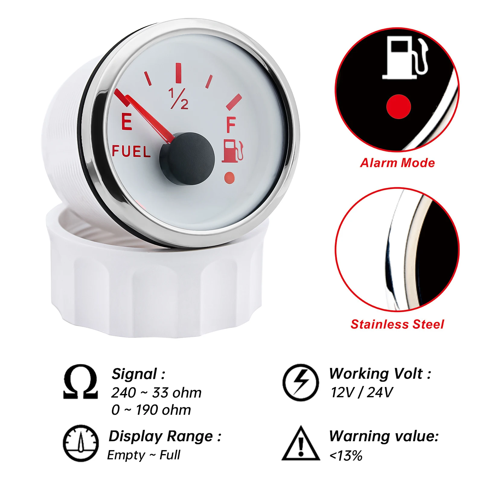 Juego de 5 indicadores, velocímetro GPS de 85MM, odómetro + tacómetro, 8000RPM, 52mm, indicador de nivel de combustible, medidor de temperatura del agua, VOLT, prensa de aceite, alarma