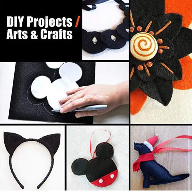 Black Felt Fabric Adhesive Sheets with Sticky Glue Back for Art & Crafts