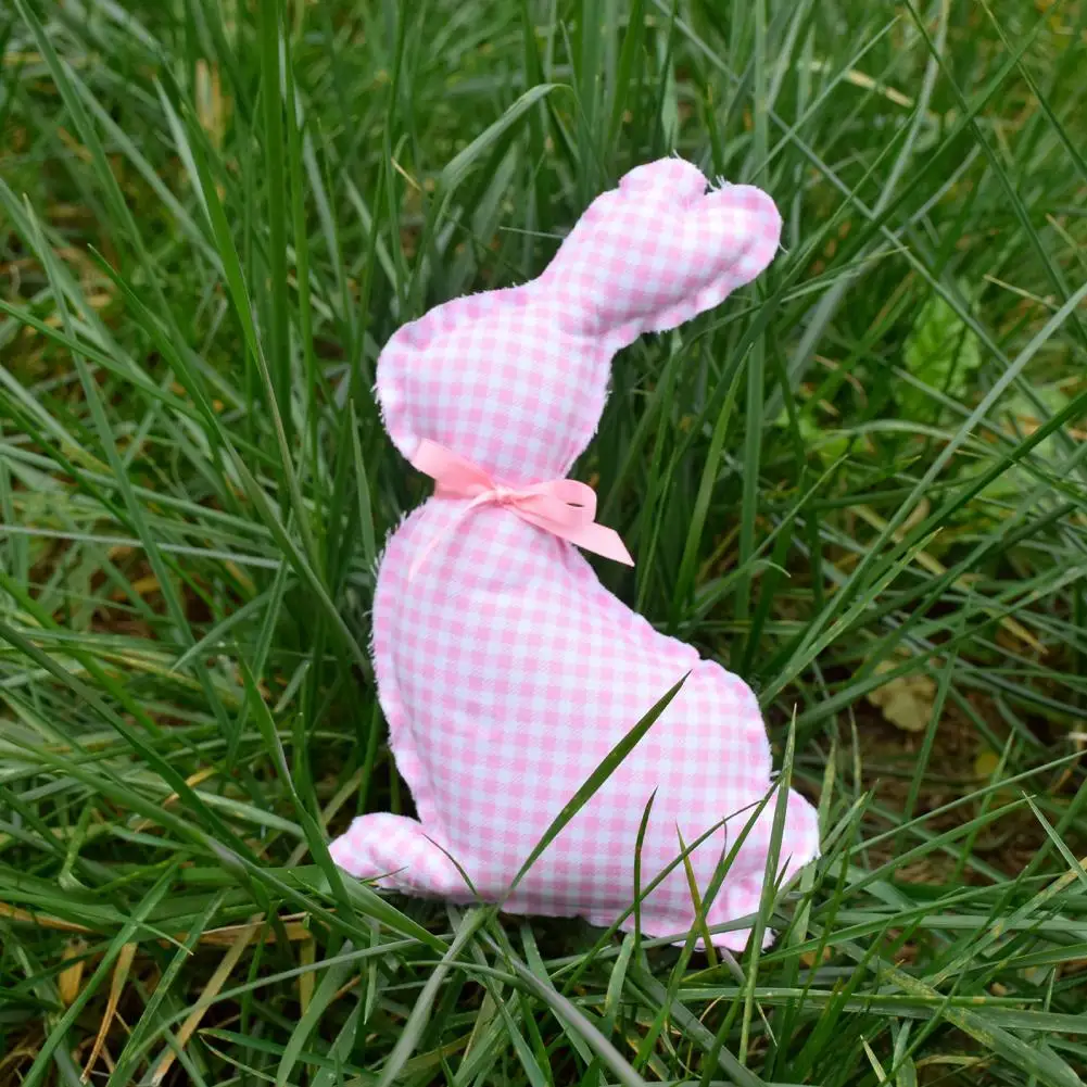 

Красивая Искусственная клетчатая Мягкая Кукла Кролик с полным заполнением, Пасхальная Праздничная Кукла Кролик
