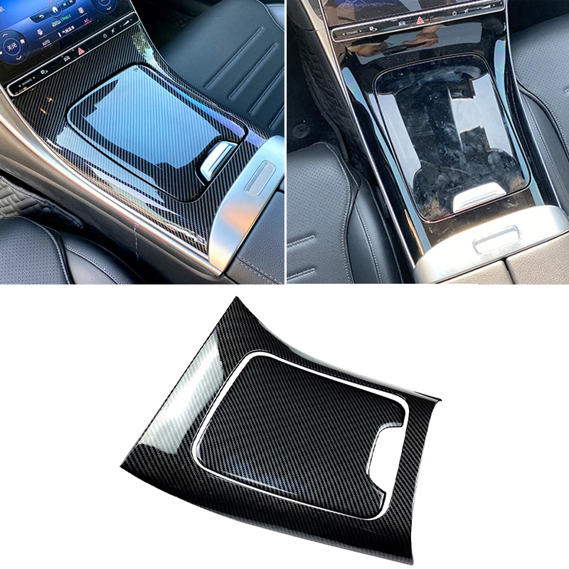 

LHD Car Center Console Gear Panel Cover Trim Strip For Mercedes Benz C Class W206 C200 C260 C300 2022+ Carbon Fiber Accessories