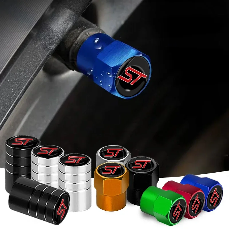 4Pcs/Set Car Wheel Tire Valve Caps Metal Stem Cover For Ford ST Line Focus X 2 3 Mondeo Fiesta Kuga MK2 MK3 MK4 Tyre Accessories
