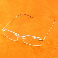 Titanium Alloy 15 Layers Coated Medical Silicone Nose Pads Antislip Temple Rimless Frame Reading Glasses +0.75 +1 +1.25 To +4 1