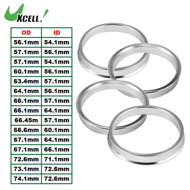 Universal 57.1mm-56.1mm Car Hub Centric Rings Wheel Bore Center Spacer Pack  of 4
