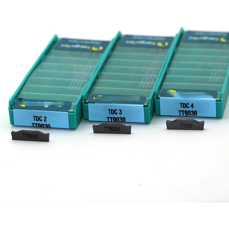 10pcs TDC2 TDC3 TDC4 TT9030 초경 인서트 원래 2MM 3MM 4MM CNC 선반 그루 빙 선삭 공구 금속 절단 블레이드 도구