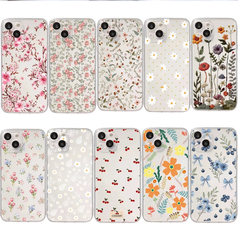 Clear Floral Phone Case Cover