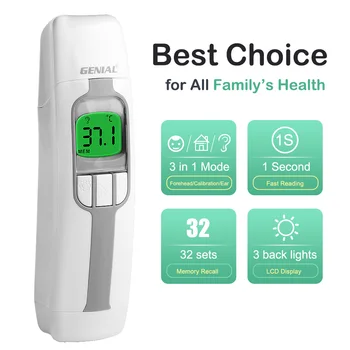 Ear Thermometer,1 Second Accurate Digital Thermometer for Adults Kids Babies,3 Age Groups 3 Color Backlight Display Fever Alarm 3