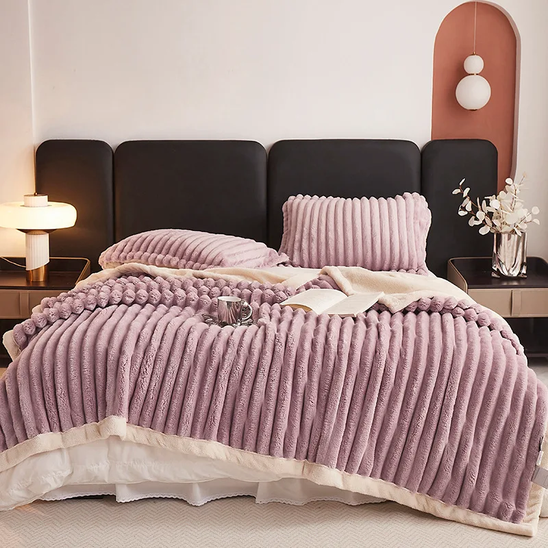 

Thick Faux Rabbit Fur Blanket 150x200cm Sofa Throw 100x150cm Super Soft Cozy Bedspread Fur Plush Blankets Brown Green Color