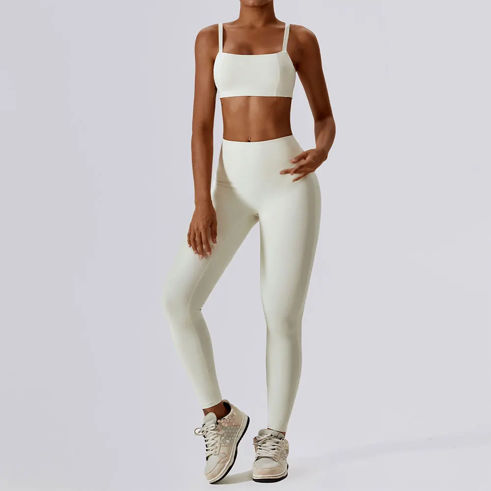 YogaClothingSetsWomenAthleticWearHighWaistLeggingsAndTopTwo