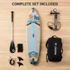 Inflatable Stand Up Paddle Board With Stable Non-Slip EVA Deck Gradient Light Wood Grain Design Tri-Fin System High Weight Capacity And Complete Kit Including Paddle Backpack Pump For Family Water Sports