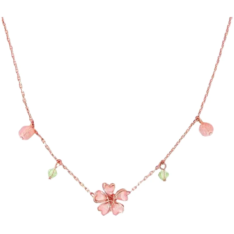Pink Sakura Flower Necklace Sa4b6ba216ace40e7994eab5269603381y