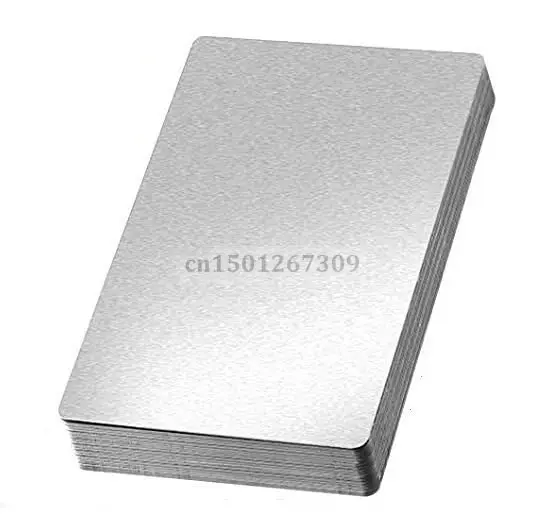 

Thickness 0.4mm Glossy Silver Metal Aluminum Blank Business Cards For Laser Engraving 10/20/50 - You Choose Quantity