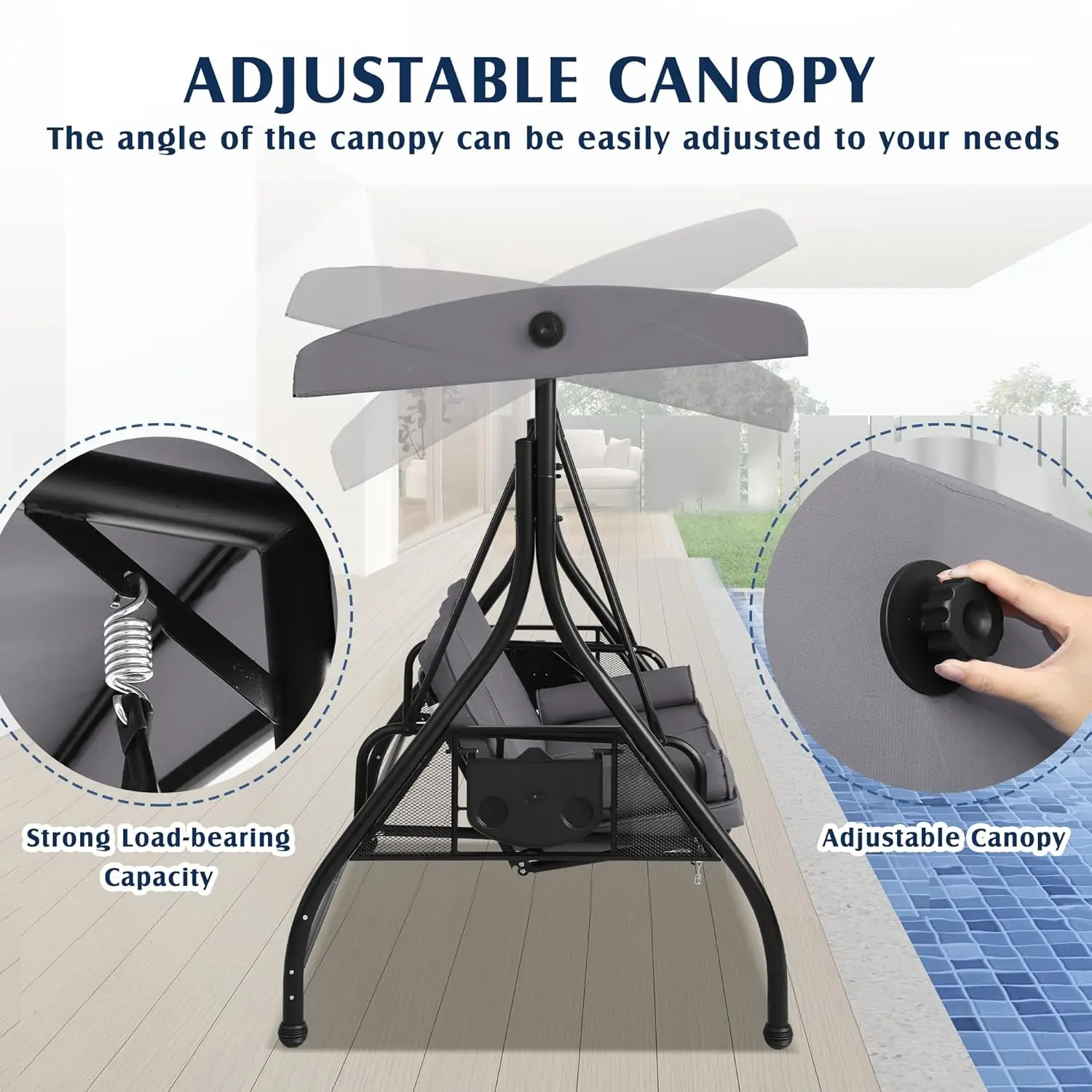 Outdoor Porch Swing with Canopy 2