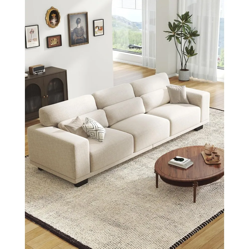 3 seater sofa couch with deep seats and wide armrests, 89" couches for living room, comfy 3-seater futon sofas, modern upholste
