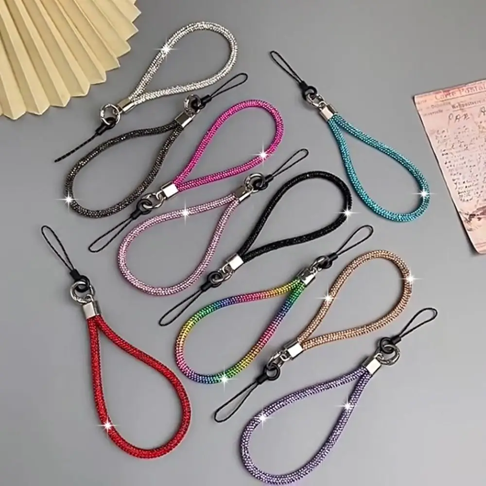 1PC Glitter Flashy Rhinestone Phone Lanyard Diamond Crystal Phone Wrist Straps Keychain Hanging Anti-lost Rope 3