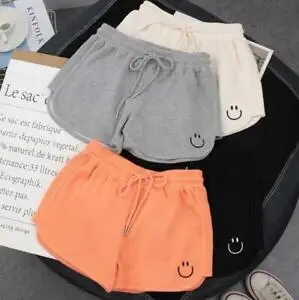 

Women's Sports Shorts Smile Face Comfort Yoga Gym Jogging Lounge Summer Beach Pants