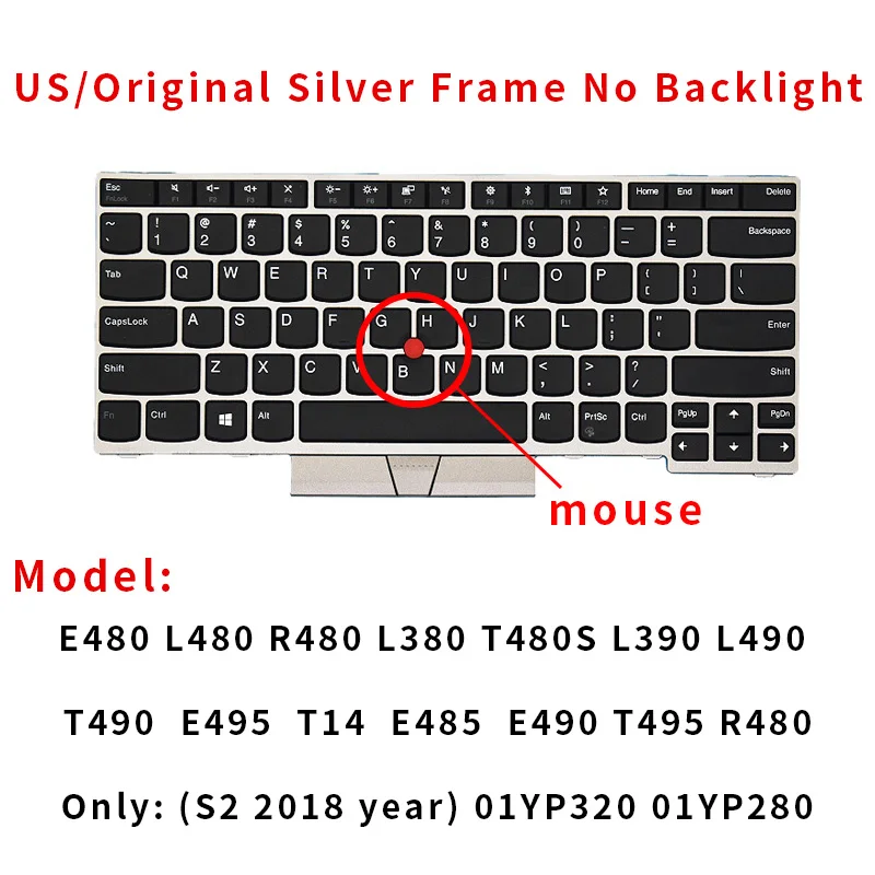 Eua Russo do Teclado do Portátil para Lenovo Thinkpad E480 L480 L380 T480s L390 L490 T490 E495 s2 T14 E485 E490 T495 R480 01yp320 - Imagem 4