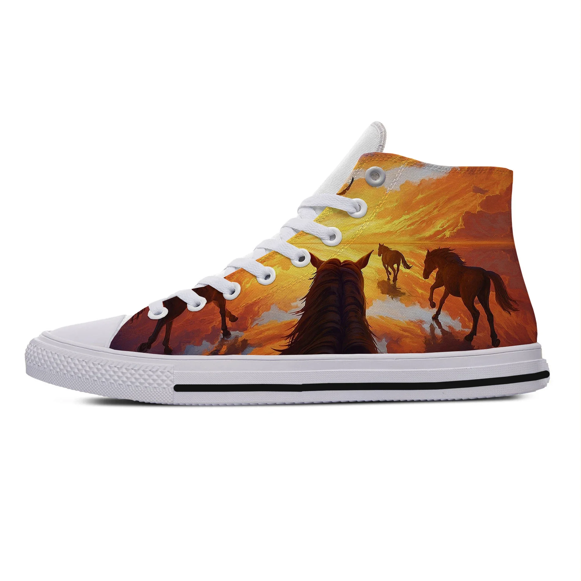 Animal Crazy Horse Art New Arrive Lightweight High Top Canvas Shoes Men Women Casual Breathable Sneakers Classic Board Shoes