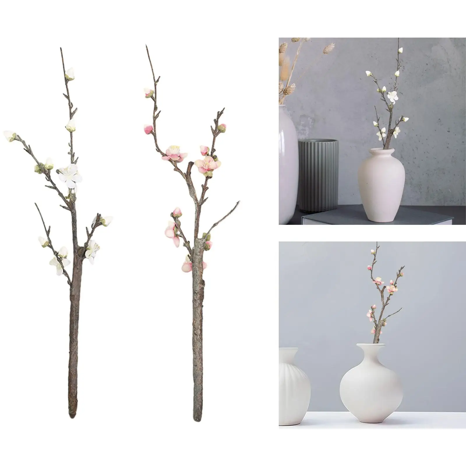 Faux Long Stem Plum Blossom Bouquet Floral Arrangement Simulation Plum Bossom for Hotel Wedding Garden Office Decoration