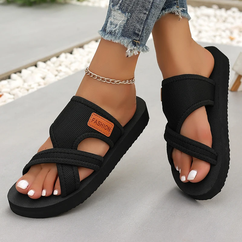 Fashion Clip Toe Sandals Solid Color Fish Mouth Comfort Casual Peep Toe Slippers Slip On Holiday Vacation Outdoors Beach Shoes — view 5