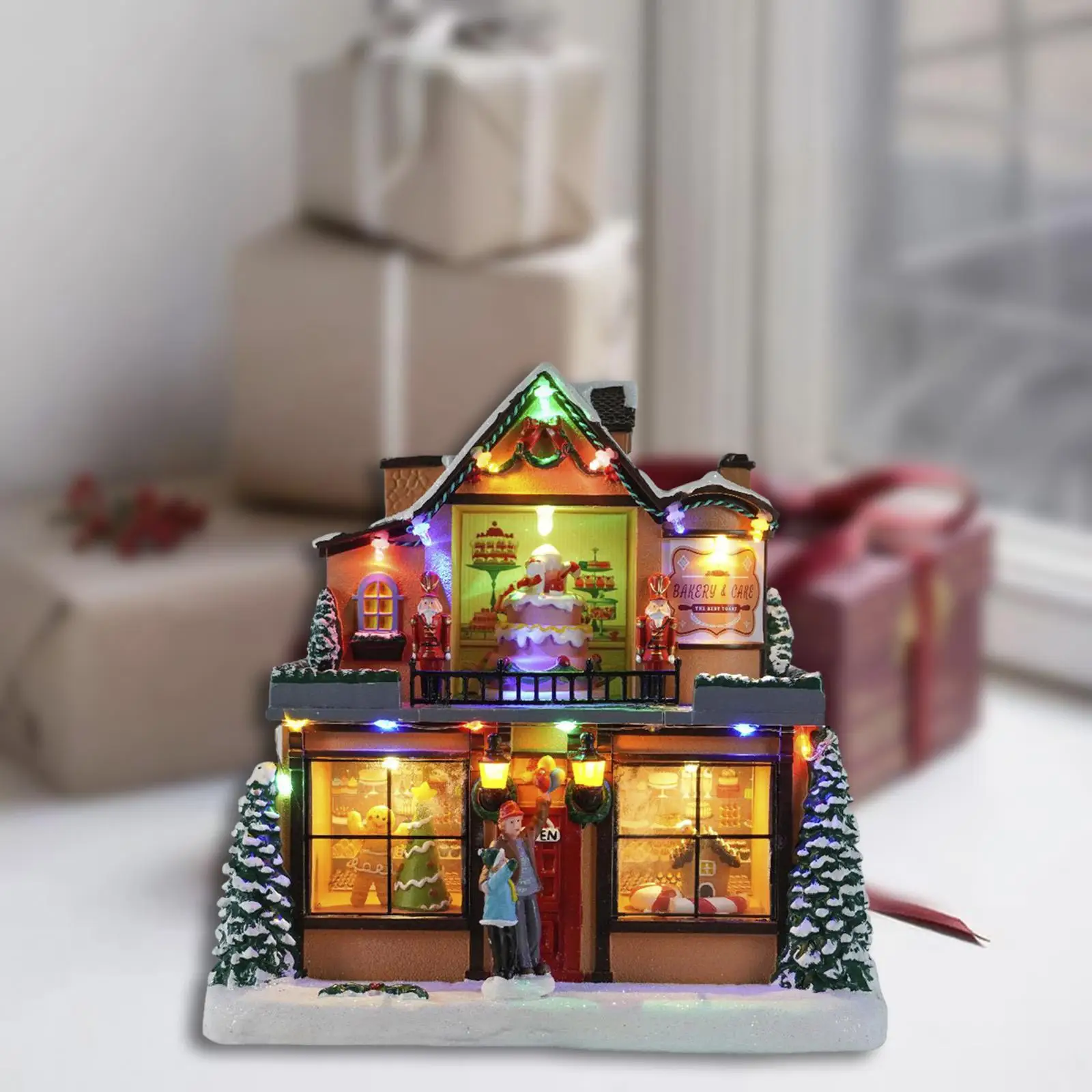 Christmas LED Village Houses Figurines Luminous House for Indoor Festival