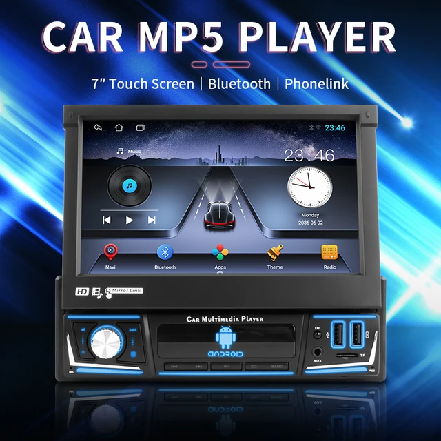 Universal 7 IPS Retractable Screen 1 din Car Radio Android Carplay Auto  gps Navigation 1Din Android 11 Multimedia Video Player - AliExpress