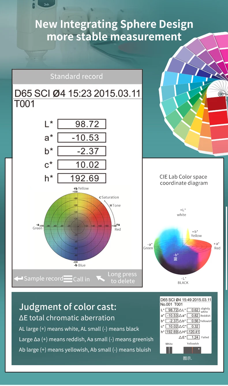Lab Portable Colorimeter Skin Colour Tester CIE LAB High Precise Photo Digital S