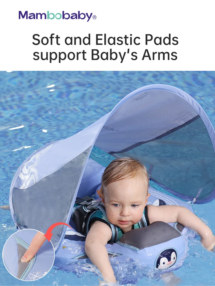 Swimming Pool Float Mambobaby Baby Pool Float Blackproof Pool Mat For Infant Non-Inflatable Natation Buoy With Parasol Beach Toys For 3-24 Months
