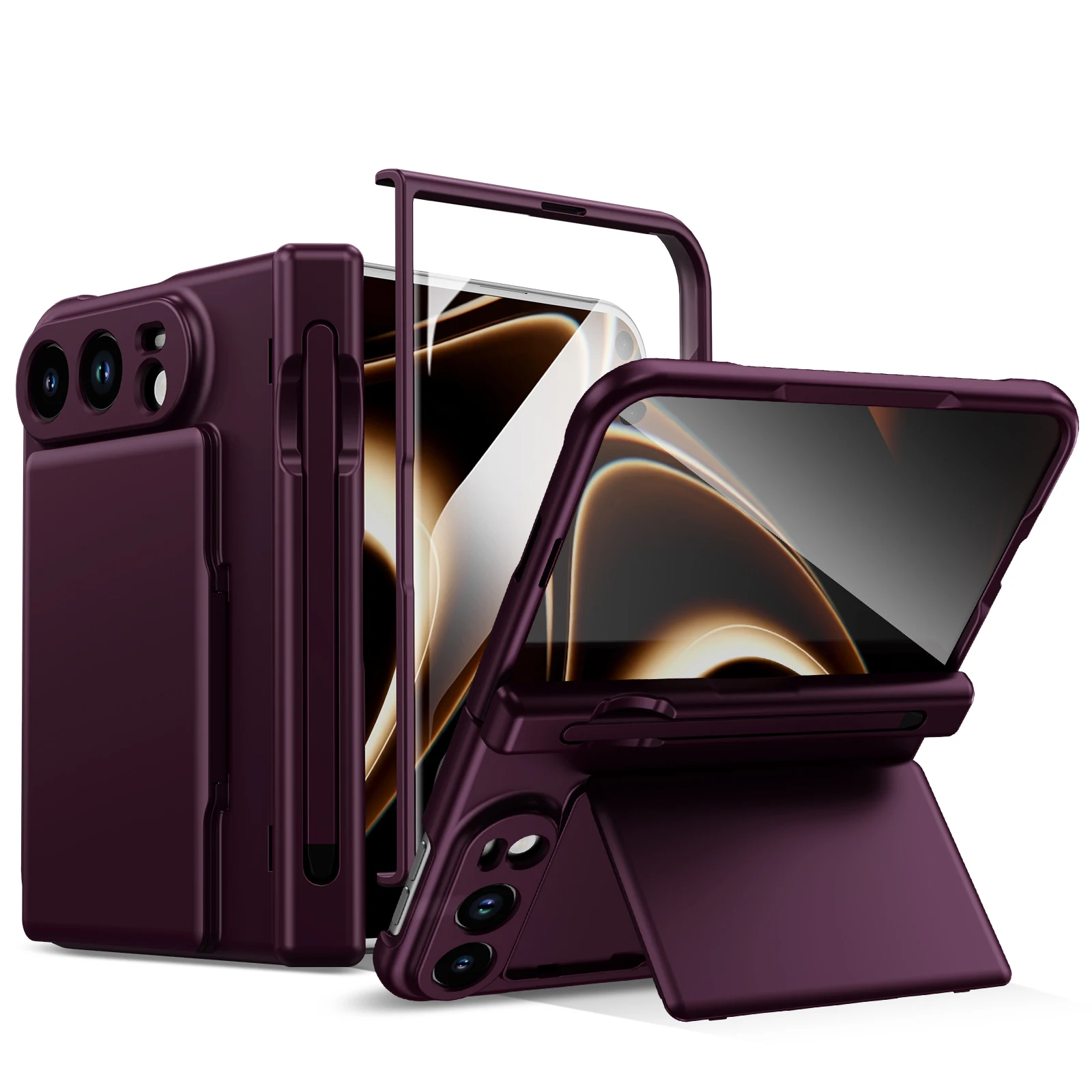 S Pen Holder Phone Case with Hinge Protection, Card Holder, Stand, Screen Protector, and Wallet Functionality