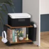 Printer Stand with Storage Bag Under Desk Printer Table on Wheels 2 Tier Small Desktop Rolling Stand Shelf  (Brown) 4