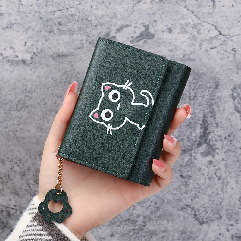 Neue Mappe der Frauen Nette Katze Kurze Brieftasche Leder Kleine Geldbörse Mädchen Geld Tasche Karte Halter Damen Weibliche Haspe Mode – Detail 15