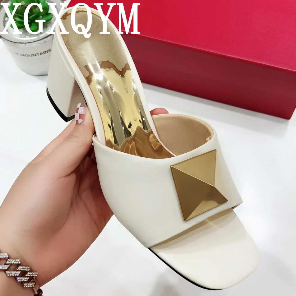 

Тапочки женские с открытым носком, модельные дизайнерские тапочки для отпуска, высокий каблук, карамельные цвета, ручная работа, лето 2023