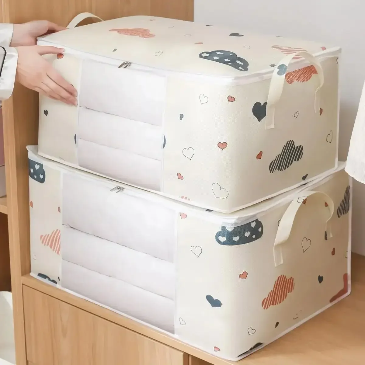 1pc Blue/White Quilt Clothes Storage Bag Moisture Dust Proof Proof Organizer Big Capacity Duvet Blanket Sorting Bags 5