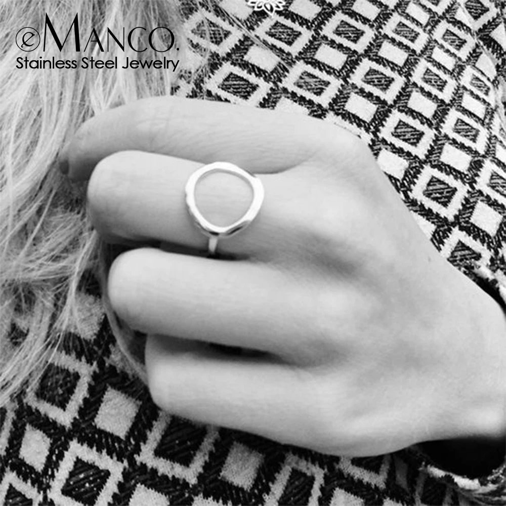 E-Manco Trendy Edelstahl Ringe für frauen Vintage Geometrische pinky ring Dainty stapelbare Runde midi ringe schmuck