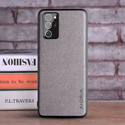 Leather Fashion Soft TPU & Hard Textile Phone Case - Galaxy Note 20 PLUS (Light Grey)