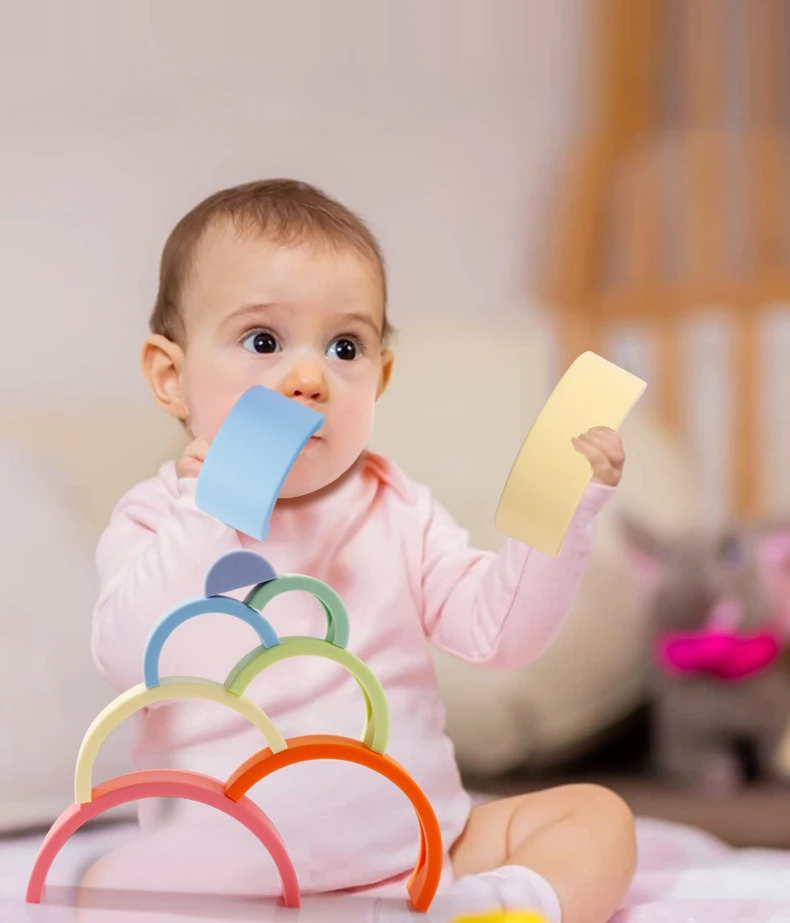 

Baby Toy Puzzle Game Lego Technic，Baby Stacking Toys, Colored Soft Silicone Splicing Building Blocks, Soft Stacking Game Blocks