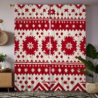 2pcs HD Christmas New Year plaid decorative curtain Red tie digital printed curtain Home Decoration style Decoration living r 2
