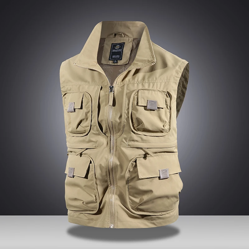 Veste sans manches homme multifonction pêche travail printemps automne respirante à poches multiples