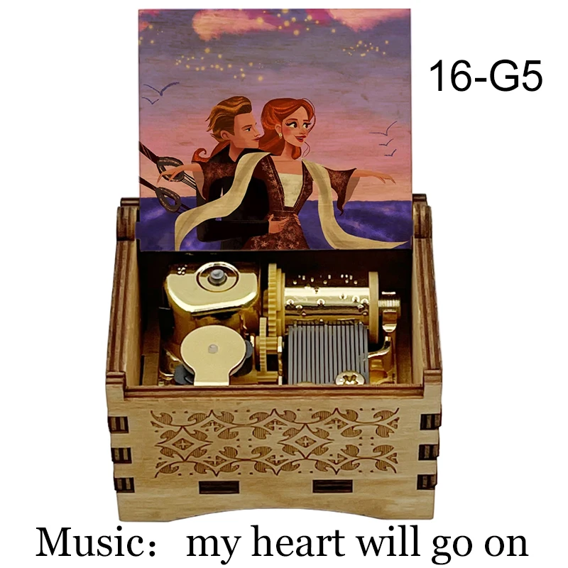 Titanic Movie My Heart Will Go On Music Box Golden Mechanical Wooden Love Musical Box Romantic Wife Girlfriend Birthday Presents 5