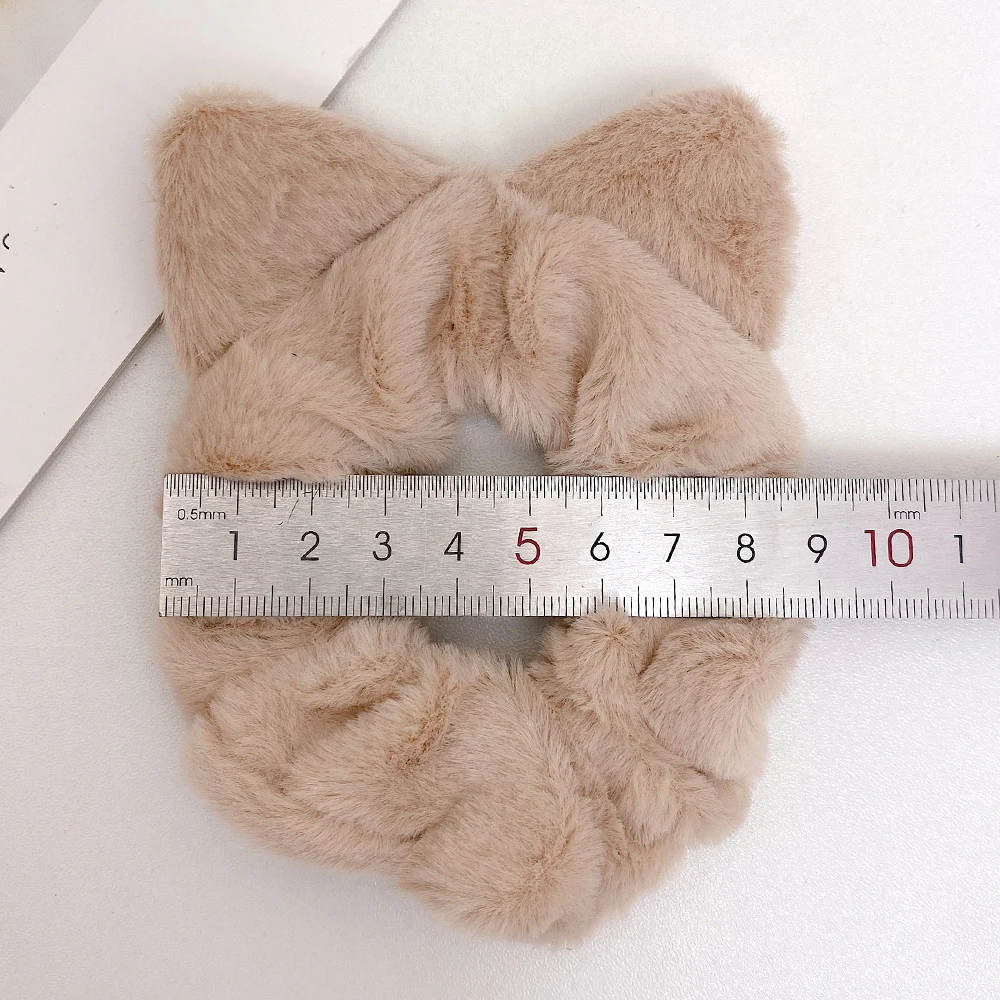 Flauschigen Tuch Große Haar Krawatten Frauen Pferdeschwanz Halter Katze Ohr Haar Hoop Gummi Elastische Kopf Seil Scrunchies Mädchen Haar Accessoires – Detail 1