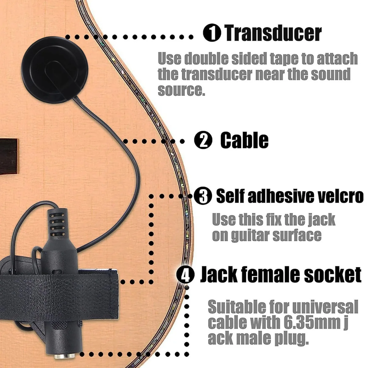 Miwayer 접촉 마이크 피에조 픽업 어쿠스틱 기타 마이크 픽업 첼로 밴조 우쿨렐레 만돌린 바이올린 기타 액세서리