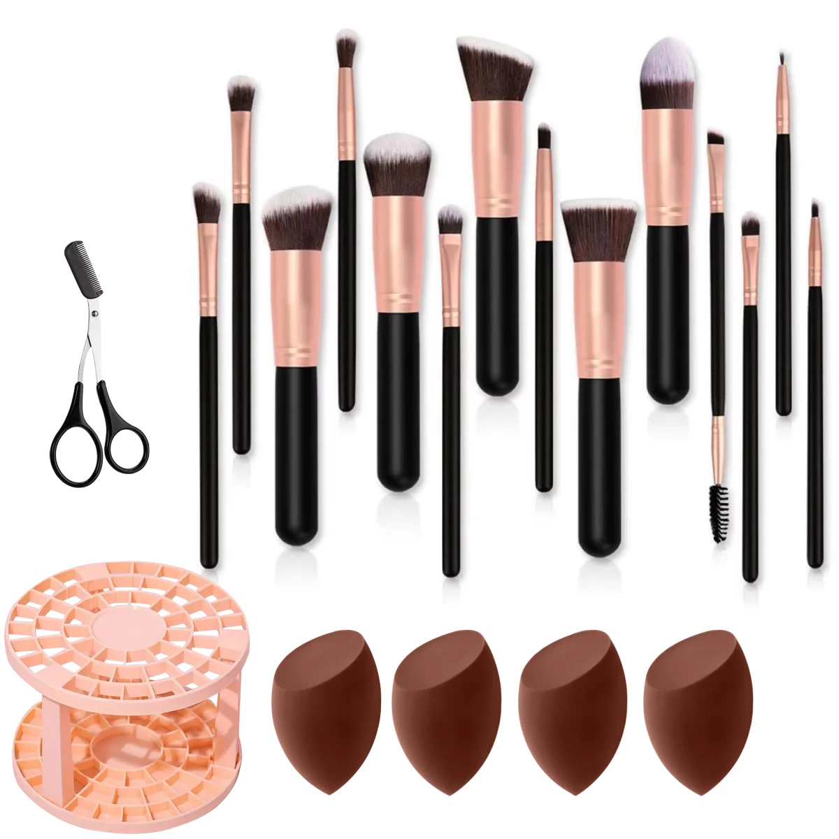 Set di 14 pennelli per il trucco: pennelli morbidi per ombretto, eyeliner, sopracciglia, fondotinta, illuminante, correttore, fard, labbra. Strumento di bellezza._voghion.com