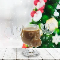1/2/3PCS Christmas Elk Glass Cup 240ML Juice Milk Moose Mug Christmas Reindeer Head Beer Water Cup Holiday Party Drinkware Gifts 4